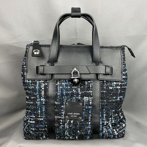 henri bendel Tweed Jetsetter Convertible Backpack / Crossbody / Satchel in Black